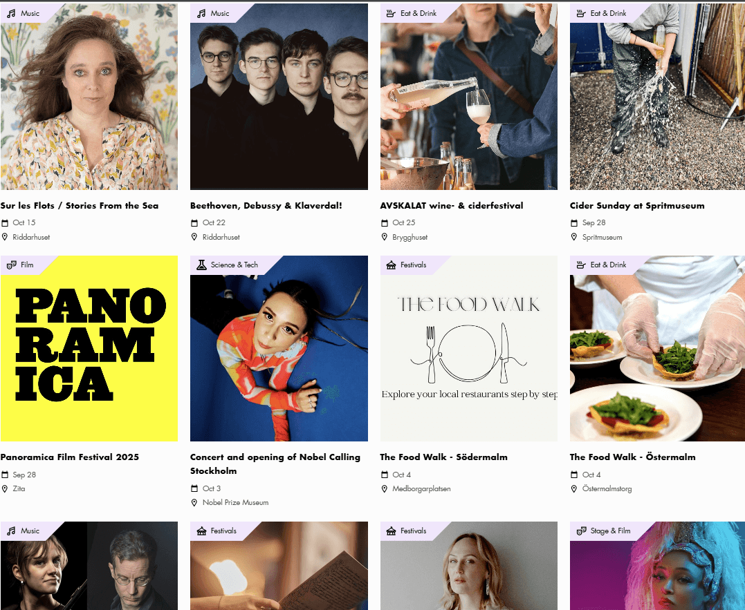 Screenshot of the VisitStockholm Webpage