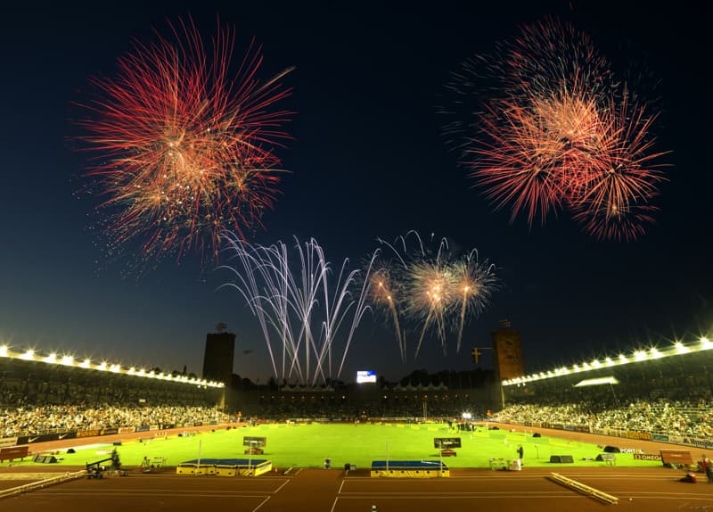 Fireworks over Stockholm Stadion