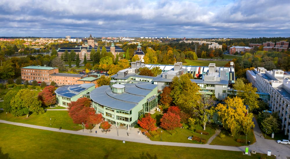 A picture taken by a drone of Stockholm University